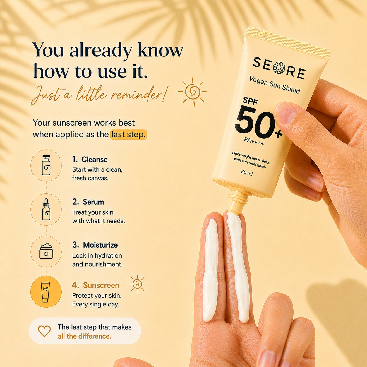 SEORE Vegan Sun Shield SPF 50+ PA++++ Sunscreen