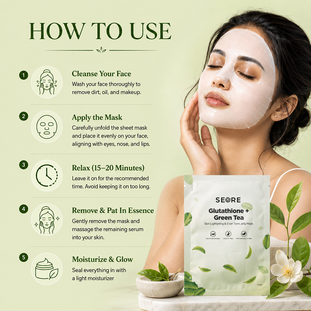 SEORE Vitamin C + Glutathione + Green Tea Jelly Sheet Mask | Pack of 2