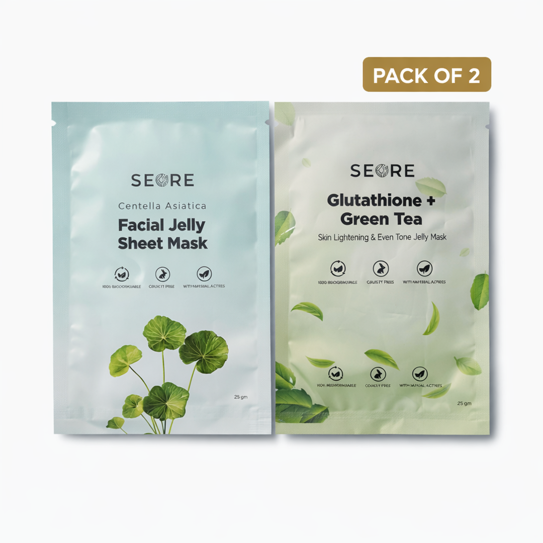 SEORE Centella Asiatica + Glutathione+ Green Tea Jelly Sheet Mask | Pack Of 2 |
