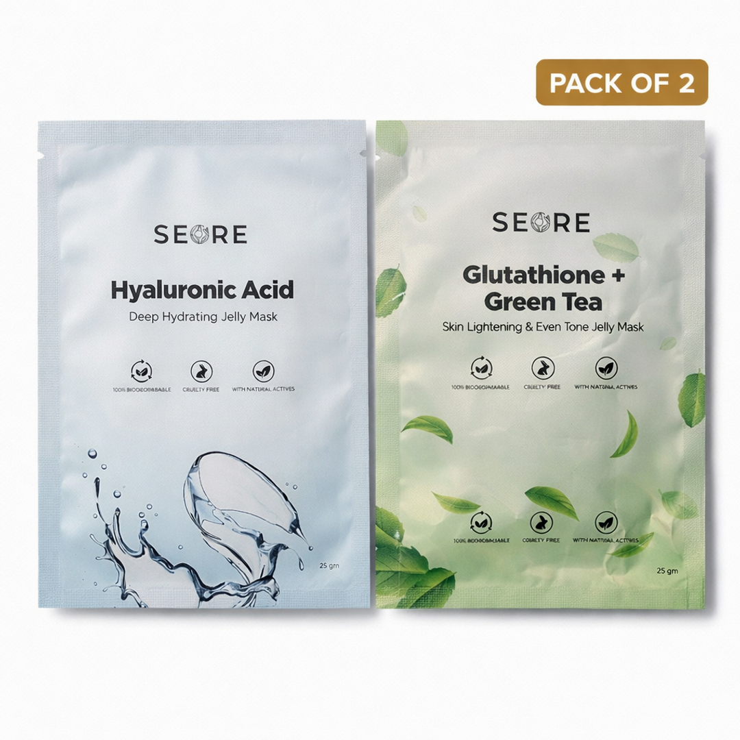 SEORE Hyaluronic Acid + Glutathione+ Green Tea Jelly Sheet Mask | Pack Of 2 |