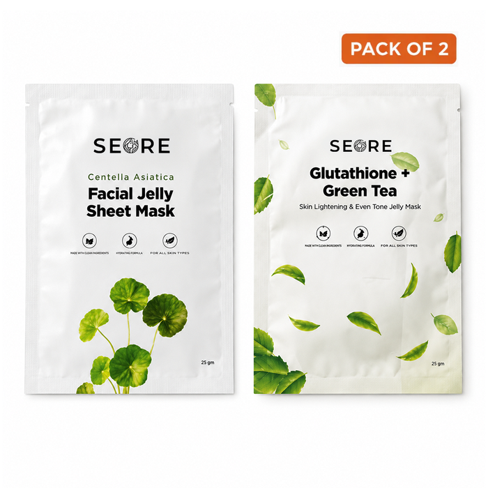 SEORE Centella Asiatica + Glutathione + Green Tea Jelly Sheet Mask | Pack of 2