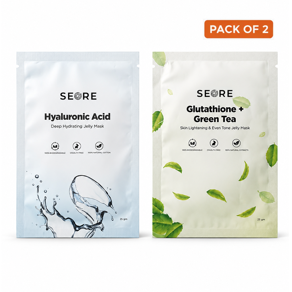SEORE Hyaluronic Acid + Glutathione + Green Tea Jelly Sheet Mask | Pack of 2