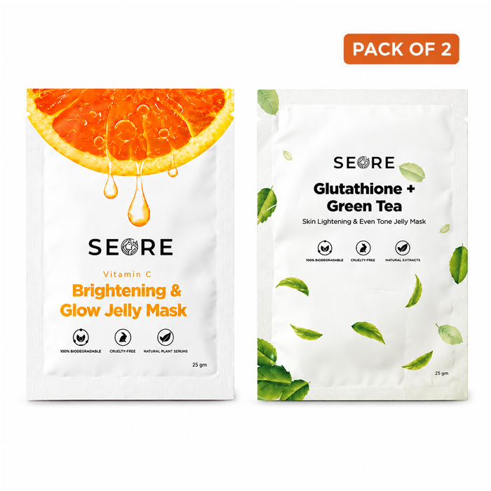 SEORE Vitamin C + Glutathione + Green Tea Jelly Sheet Mask | Pack of 2