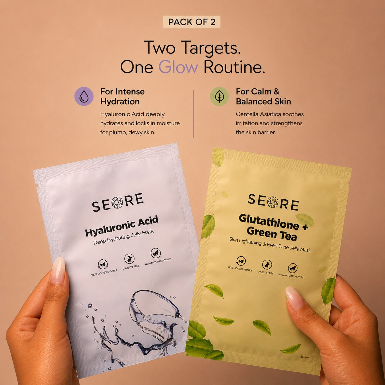 SEORE Hyaluronic Acid + Glutathione + Green Tea Jelly Sheet Mask | Pack of 2