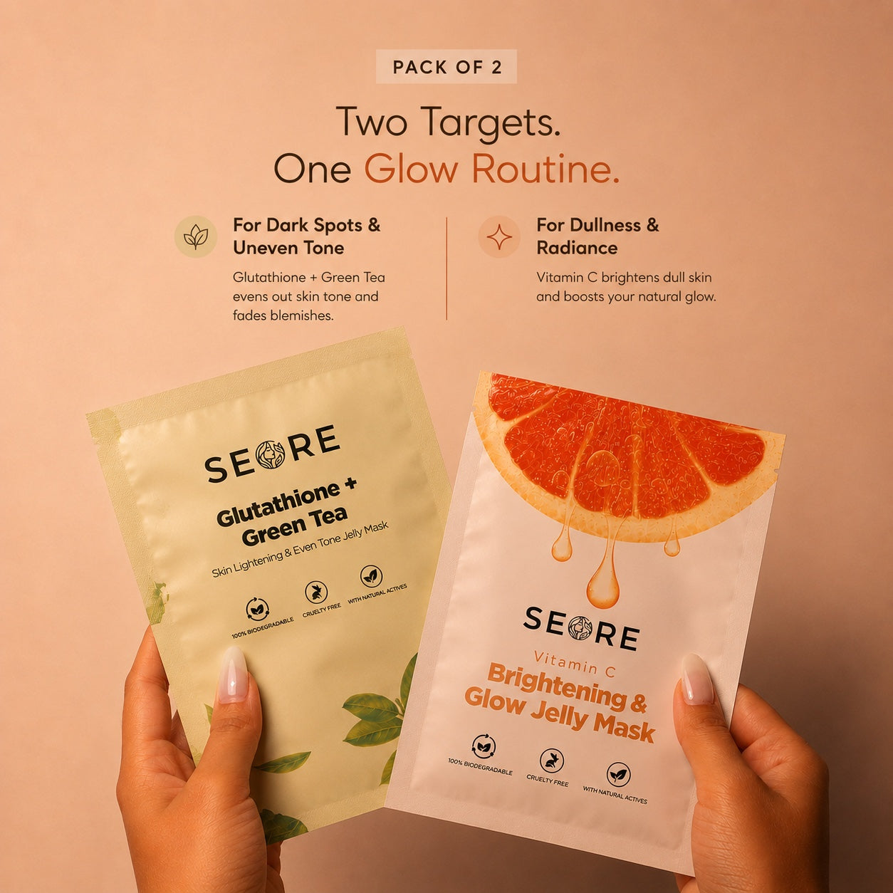 SEORE Vitamin C + Glutathione + Green Tea Jelly Sheet Mask | Pack of 2