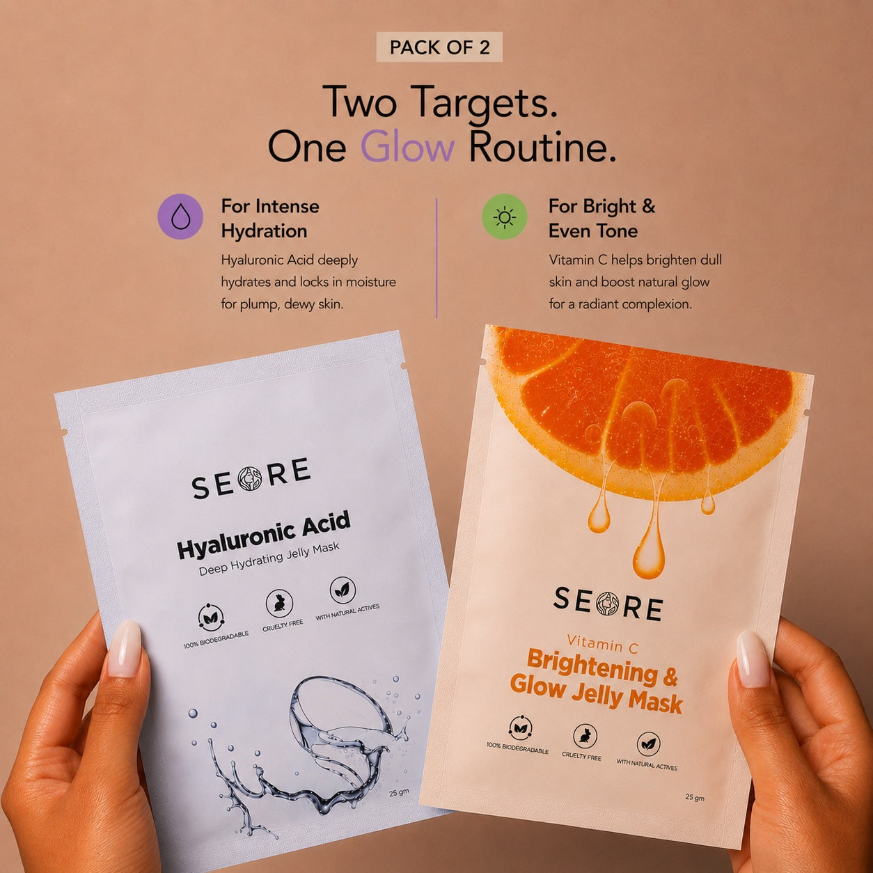SEORE Hyaluronic Acid + Vitamin C Jelly Sheet Mask | Pack of 2
