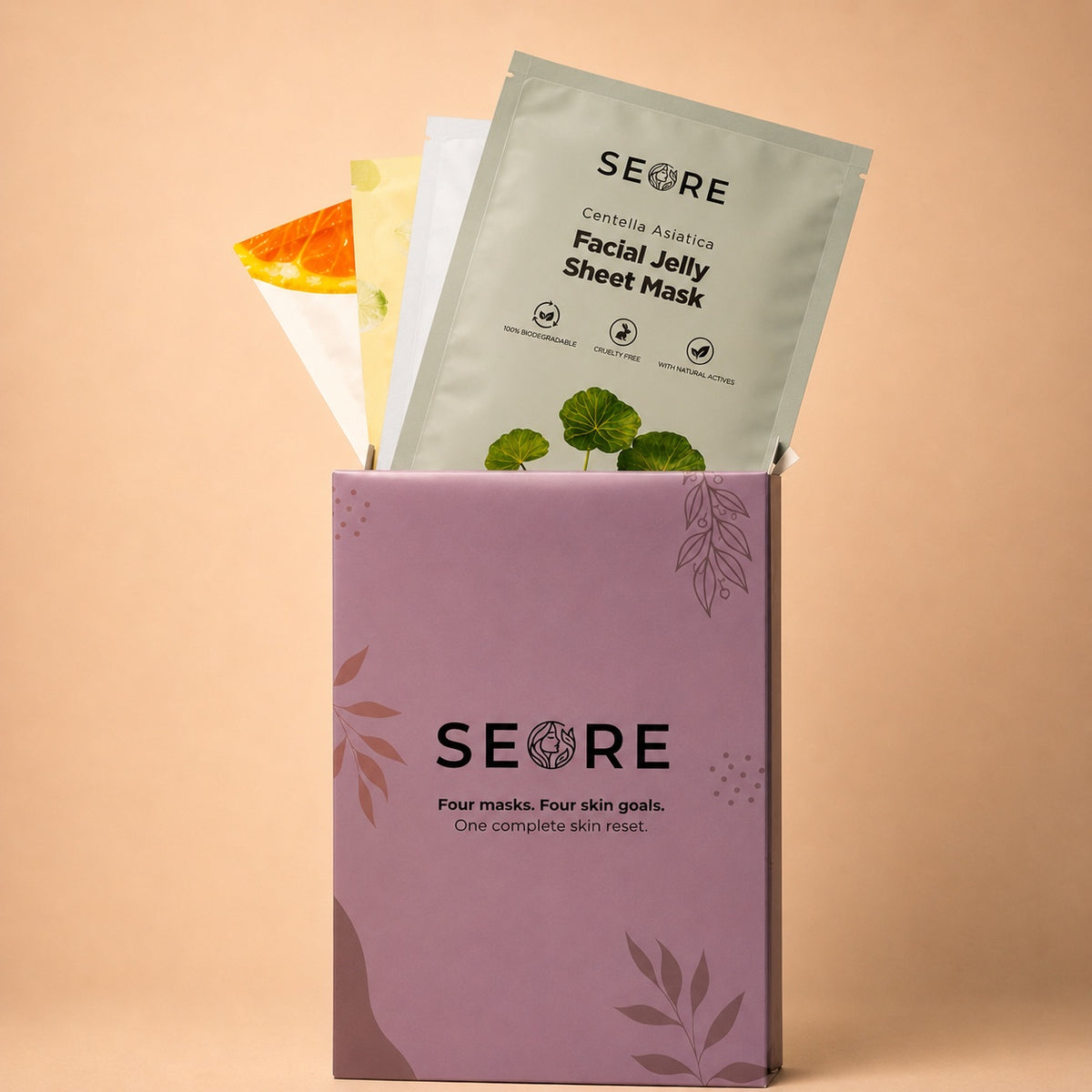 SEORE Jelly Sheet Mask | Combo Pack of 4 + Get 1 Jelly Sheet Mask Free |